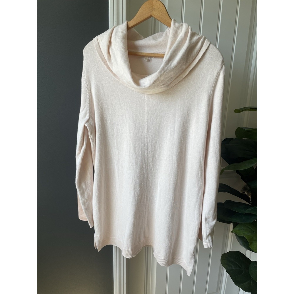 Tyler Boe Cowl Neck Pullover Sweater Womens Size L Pale Pink Knit